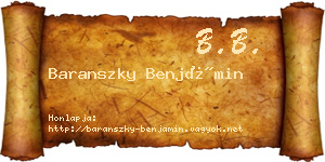 Baranszky Benjámin névjegykártya